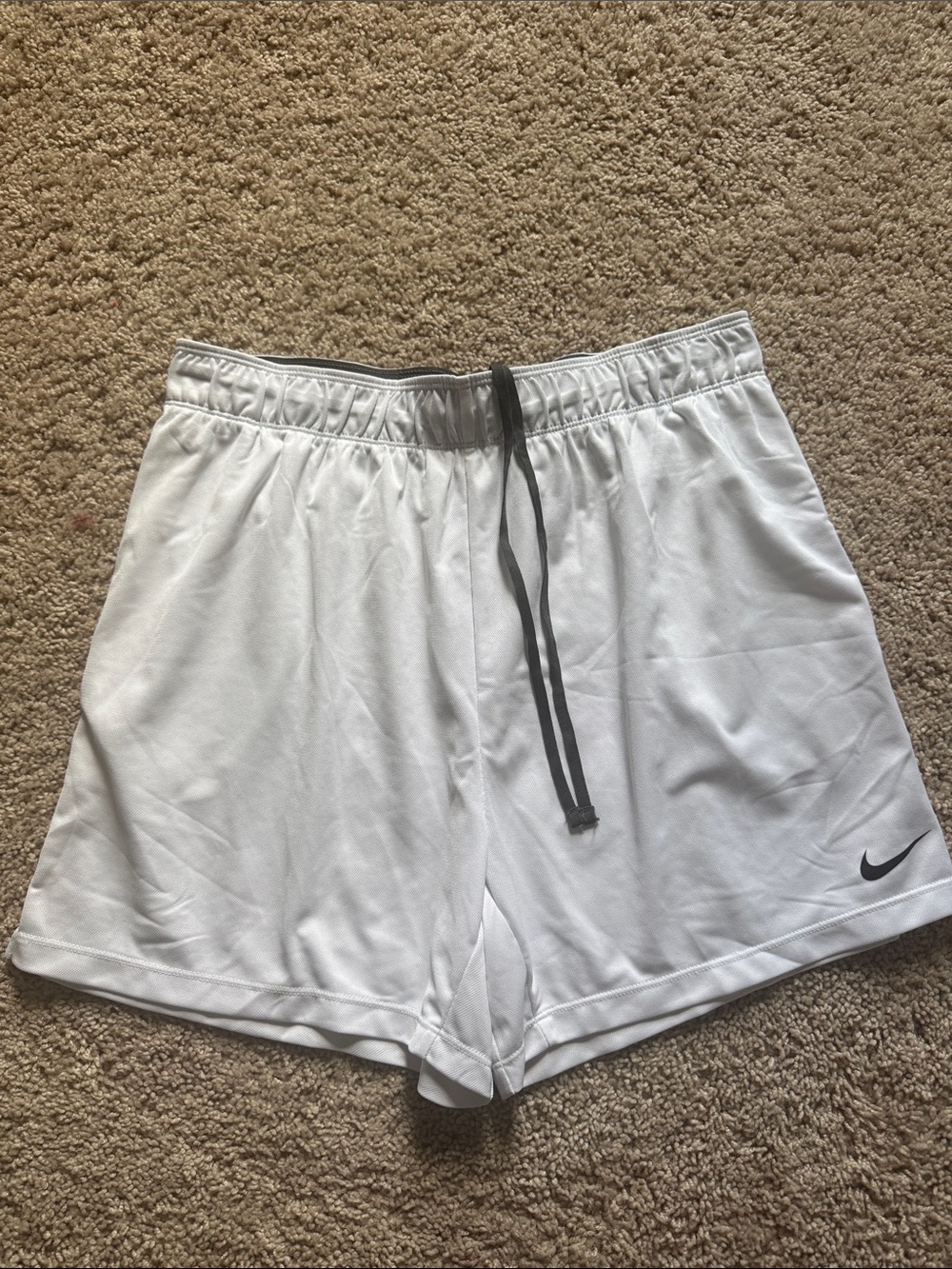 Nike White Athletic Shorts with Black Drawstring